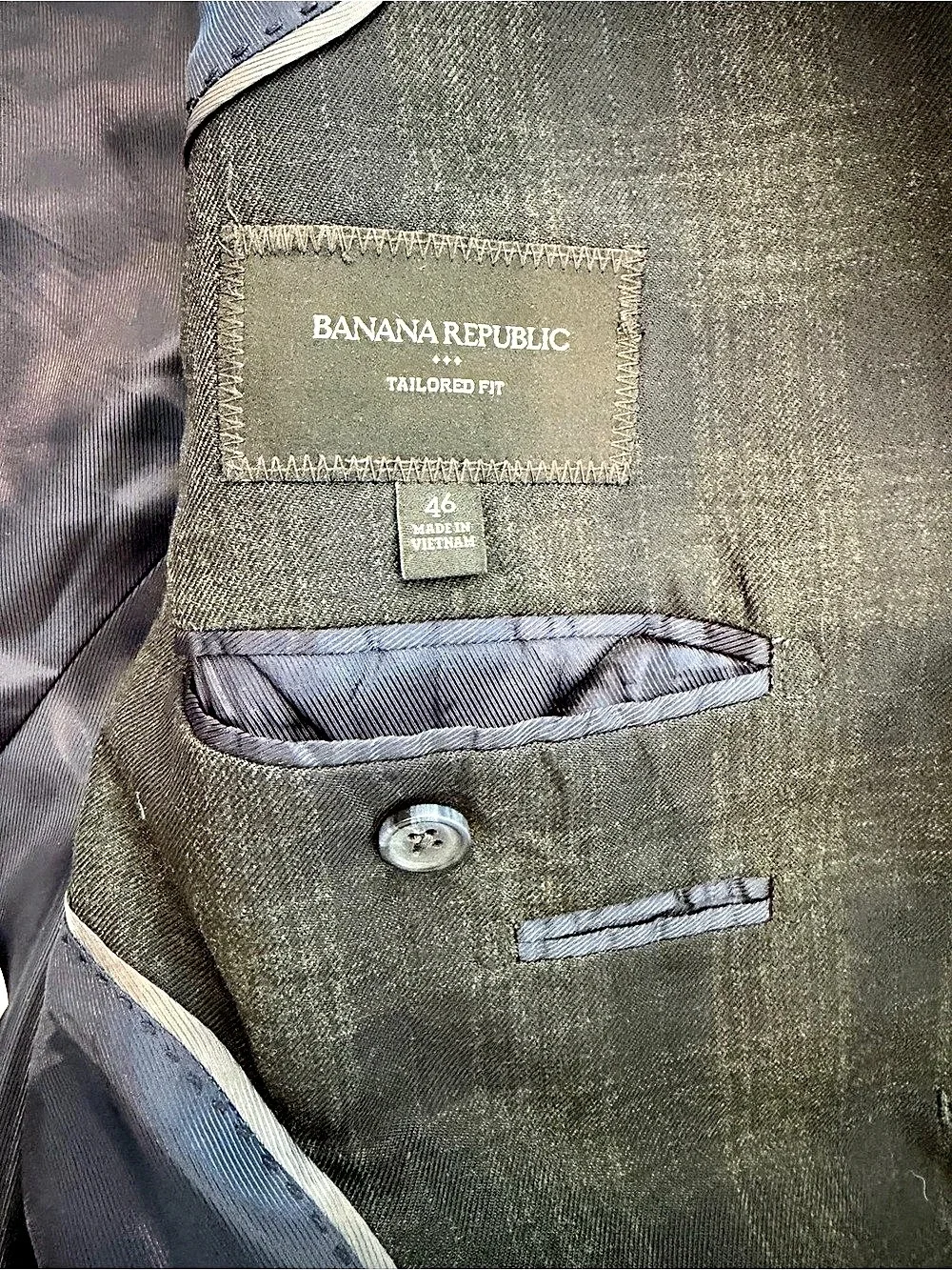 Banana Republic Tailored Fit Plaid Blazer Blue Size 46